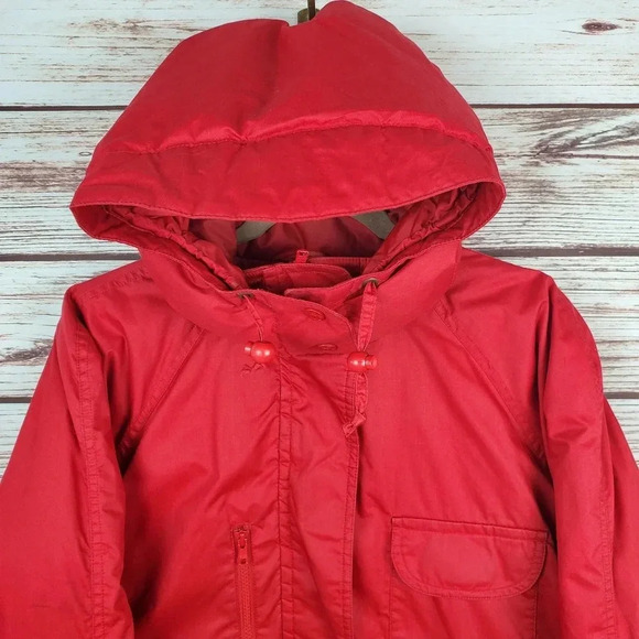 Eddie Bauer Womens Medium Vintage Snowline Red Goose Down Parka Puffer Coat - Picture 2 of 16